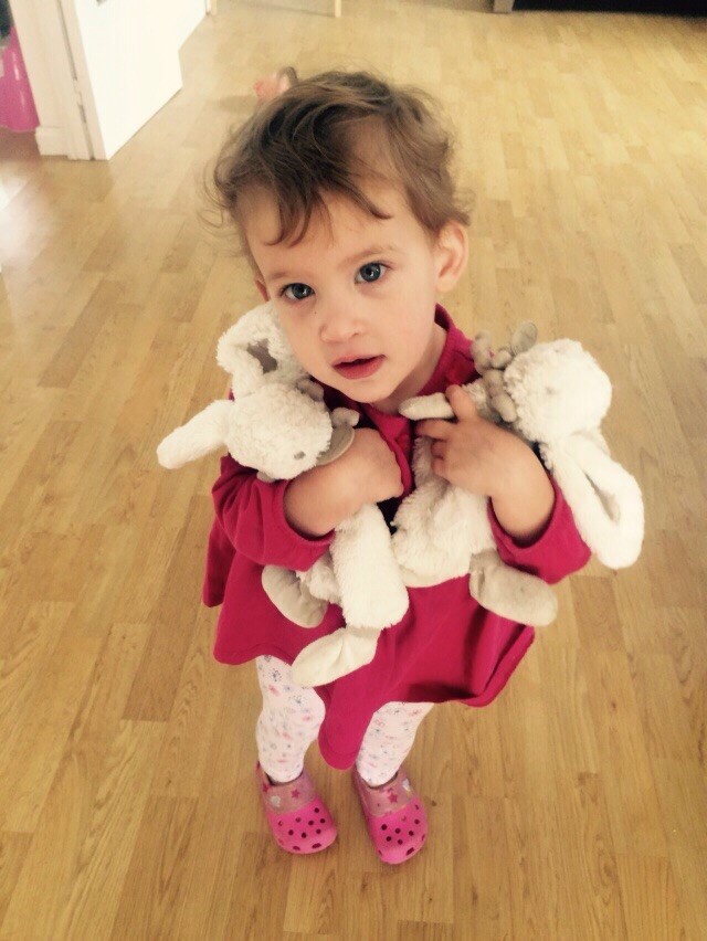 Lara holding Bunny and Bunita